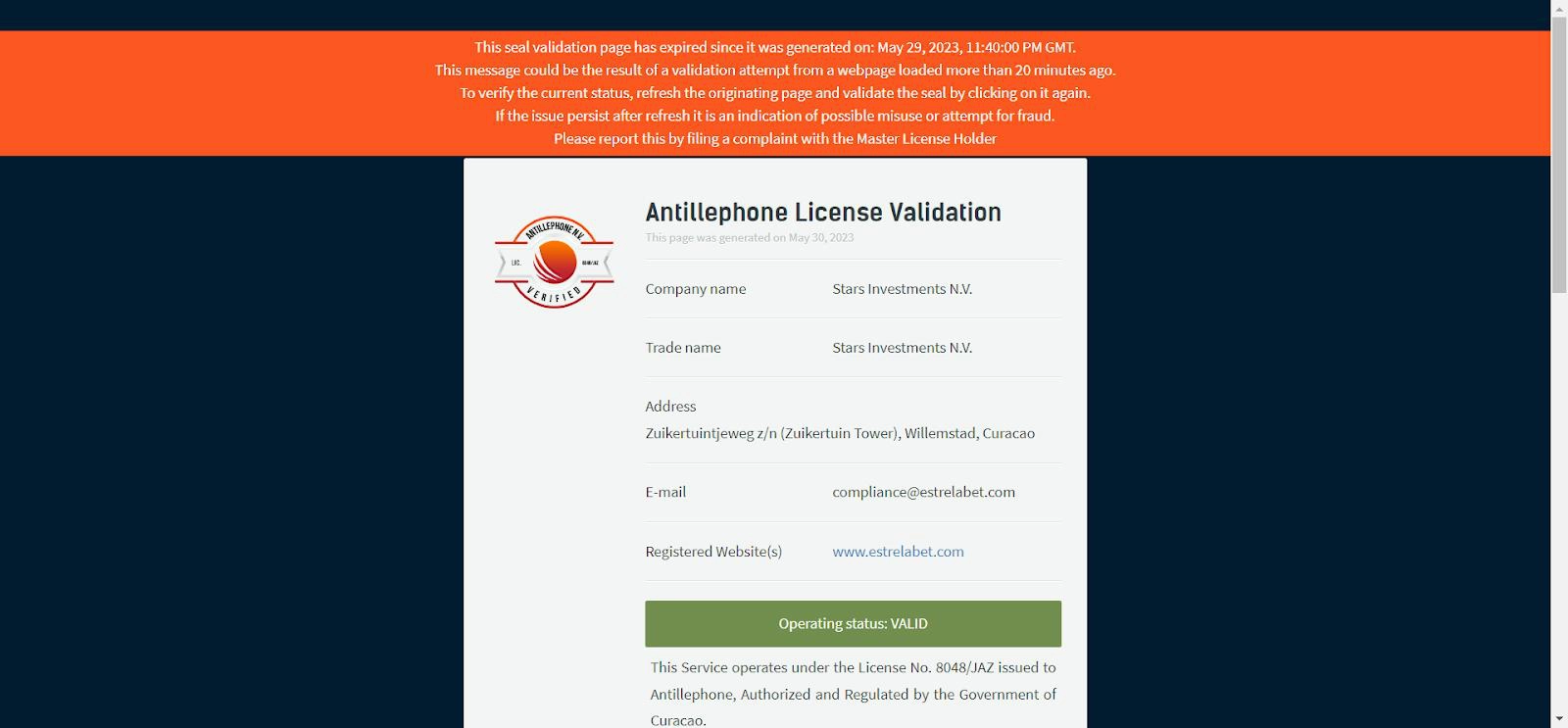 Verificação da licença do cassino on-line Licença de cassino on-line